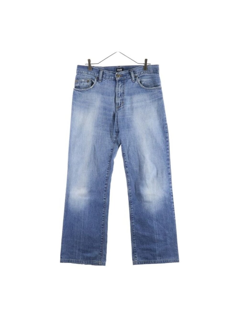 Dolce & Gabbana D&G Aging Zip Fly Straight Denim Pants Jeans Indigo